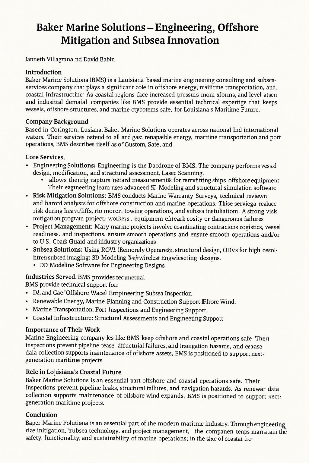 Baker Marine Solutions - Engineering, Offshore Mitigation and Subsea Innovation